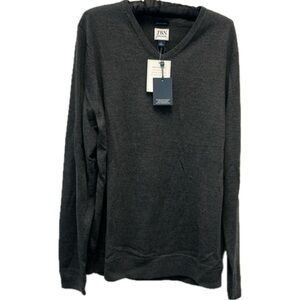 NWT John W. Nordstrom 100% Italian Merino Extrafine Wool V-Neck Gray Sweater